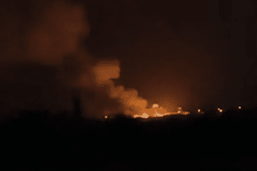 A fire burns following an explosion at an ammunition depot near the village of Nizami in Azerbaijan’s Goranboy district. (Source: BTV/X) A fire burns following an explosion at an ammunition depot near the village of Nizami in Azerbaijan’s Goranboy district. (Source: BTV/X)