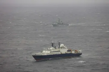 Illustrative image. HMS Somerset shadows Russian research ship Yantar in the North Sea, November 2025. (Source: Royal Navy)