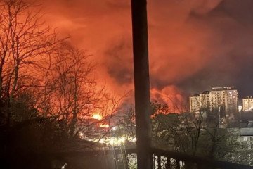 Fire at the Tuapse oil refinery, Krasnodar region, Russia, April 16, 2026. (Source: Exilenova_plus)