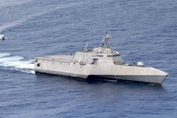 USS Charleston (LCS 18) in the Pacific on May 11, 2021.