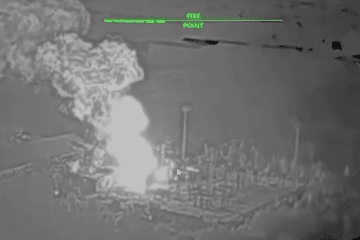 Thermal footage shows a large fire at an industrial facility following a Ukrainian drone strike. (Source: Crimean Wind) Thermal footage shows a large fire at an industrial facility following a Ukrainian drone strike. (Source: Crimean Wind)