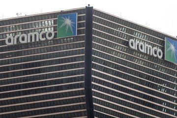 A view of the logo on the ARAMCO headquarter, the national Saudi Arabian Oil Company, towers in the King Abdullah Financial District of Riyadh on March 9, 2026. (Source: Getty Images)