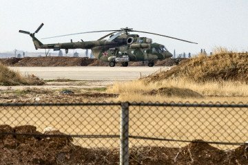 A Russian Air Force Mil Mi-8 military transport helicopter and gunship is pictured at the Russian airbase at Qamishli Airport in northeastern Syria on December 12, 2024. Illustrative photo. (Source: Getty Images) A Russian Air Force Mil Mi-8 military transport helicopter and gunship is pictured at the Russian airbase at Qamishli Airport in northeastern Syria on December 12, 2024. Illustrative photo. (Source: Getty Images)