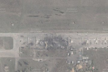 Aftermath of a Ukrainian Neptune missile strike on a Russian Borisoglebsk airfield, October 15, 2026.