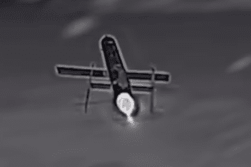 Still from footage showing a Geran-5 being downed by a STING S interceptor. (Source: Wild Hornets)