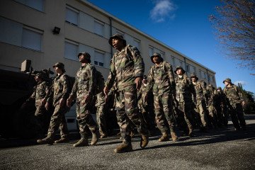 Air and Space Force aviators at Air Base 115 in Orange, France, during a presentation of the new National Service scheme for young volunteers. (Source: Getty Images)