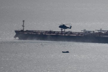 British forces intercept the Russia-linked tanker Smyrtos in the English Channel during a boarding operation by Royal Marines and the National Crime Agency on June 14, 2026. (Source: Getty Images)