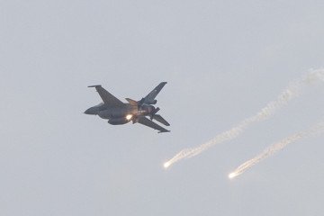 Indonesian F-16 fighter jet performs during the 78th Anniversary of the Indonesian National Army ceremony in Jakarta, on October 5, 2023. (Source: Getty Images)