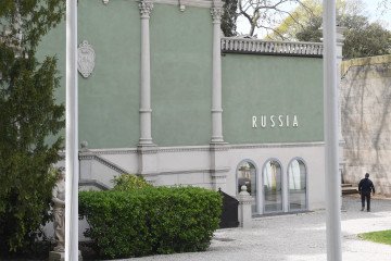 The closed Russian Pavilion is on view at the Giardini prior to the 59th Biennale on April 19, 2022. (Source: Getty Images)