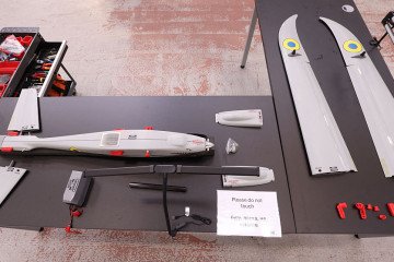 The part of an unassembled Ukrspecsystems Mini Shark reconnaissance drone are pictured at the company’s UK factory near Cambridge, eastern England on March 5, 2026. (Source: Getty Images)