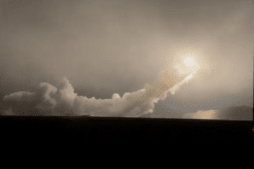 A Ukrainian Flamingo cruise missile launches during a nighttime strike on Russian military targets in occupied Crimea. November 13, 2025. (Source: General Staff of the Armed Forces of Ukraine)