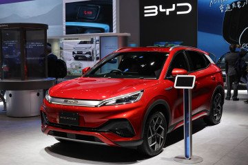 BYD ATTO 3 showcased at the 2023 Japan Mobility Show in Tokyo ahead of the public opening. Illustrative photo. (Source: Getty Images)