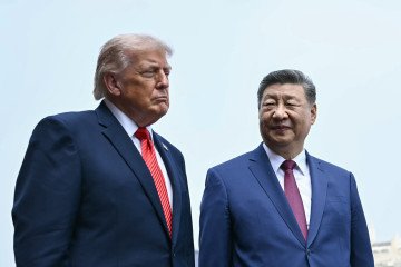 China's leader Xi Jinping and US President Donald Trump visit the Temple of Heaven on May 14, 2026 in Beijing, China. (Source: Getty Images)