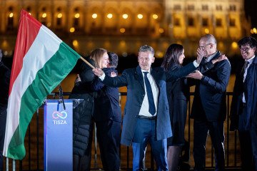 Peter Magyar, lead candidate of the Tisza party, speaks to supporters after polling stations closed during Hungarian parliamentary elections on April 12, 2026 in Budapest, Hungary. (Source: Getty Images) Peter Magyar, lead candidate of the Tisza party, speaks to supporters after polling stations closed during Hungarian parliamentary elections on April 12, 2026 in Budapest, Hungary. (Source: Getty Images)