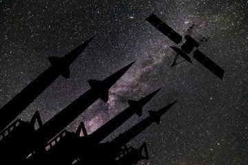 Illustrative image of a missile system and satellite in orbit. (Source: Getty Images) Illustrative image of a missile system and satellite in orbit. (Source: Getty Images)