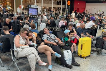 People wait for their flights at the Sheremetyevo International Airport on the outskirts of Moscow on July 28, 2025. (Source: Getty Images)