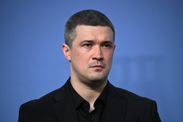 Ukrainian Defense Minister Mykhailo Fedorov gives remarks beside NATO Secretary General Mark Rutte on February 12, 2026 at NATO headquarters in Brussels, Belgium. (Source: Getty Images)