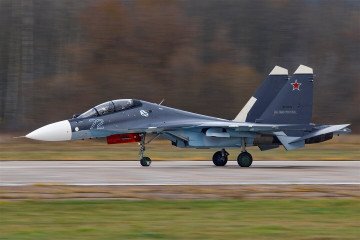 Russian Su-30SM on a runway.
