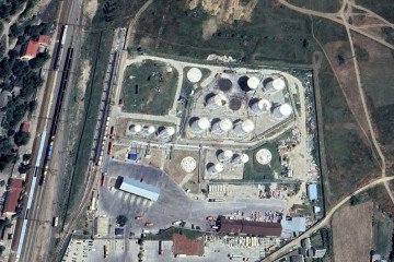 A Russian oil storage facility in Hvardiiske, Crimea. (Source: Tatarigami_UA/X)