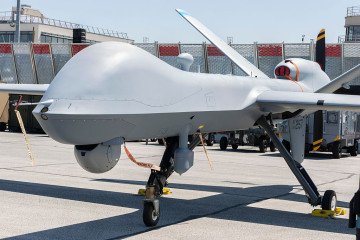 A General Atomics MQ-9 Reaper unmanned aerial vehicle of the USAF is displayed on the tarmac during the Paris Air Show 2025 at Le Bourget Airport. (Source: Getty Images) A General Atomics MQ-9 Reaper unmanned aerial vehicle of the USAF is displayed on the tarmac during the Paris Air Show 2025 at Le Bourget Airport. (Source: Getty Images)