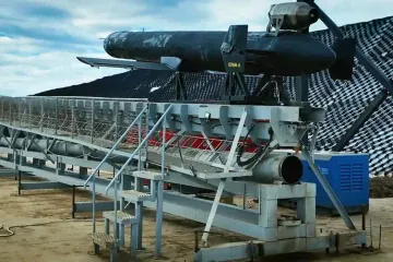 A Russian Geran-5 jet-powered attack drone mounted on a launch platform. (Photo: open source) A Russian Geran-5 jet-powered attack drone mounted on a launch platform. (Photo: open source)