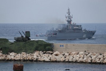 Illustrative image. Alexandrit-class minesweeper takes part in Russian navy exercises in the eastern Mediterranean in Syria’s Tartus on February 15, 2022. (Source: Getty Images)