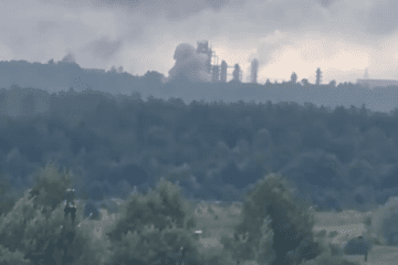 Explosion after a drone strike at the oil refinery in Nizhnekamsk, Russia’s Republic of Tatarstan, August 20, 2026.