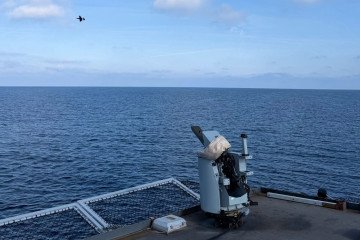 Ukrainian Anti-Drone Turret Khyzhak Passes Critical Sea Trials on NATO Frigate Sea-based Khyzhak turret aboard a frigate of a NATO member state. (Source: UGV Robotics)