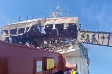 Damaged superstructure of the cargo vessel Natra following a Ukrainian drone strike in the Azov Sea on June 5, 2026. (Photo: Open source) Damaged superstructure of the cargo vessel Natra following a Ukrainian drone strike in the Azov Sea on June 5, 2026. (Photo: Open source)