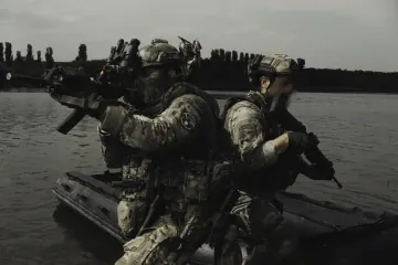Soldiers of Ukraine’s Defense Intelligence International Legion conduct operations aboard an inflatable boat. (Source: MilitaryLand) Soldiers of Ukraine’s Defense Intelligence International Legion conduct operations aboard an inflatable boat. (Source: MilitaryLand)