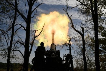 Ukrainian servicemen of the 43 Artillery Brigade fire a 2S7 Pion self-propelled cannon towards Russian positions at a front line in the Donetsk region on September 27, 2024. Ukrainian servicemen of the 43 Artillery Brigade fire a 2S7 Pion self-propelled cannon towards Russian positions at a front line in the Donetsk region on September 27, 2024.