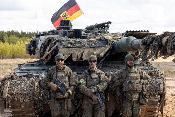 German soldiers in front of a tank during Iron Wolf military exercises with NATO forces and partners on May 16, 2025, at the Gaiziunai training area near Rukla, Lithuania. (Source: Getty Images) German soldiers in front of a tank during Iron Wolf military exercises with NATO forces and partners on May 16, 2025, at the Gaiziunai training area near Rukla, Lithuania. (Source: Getty Images)