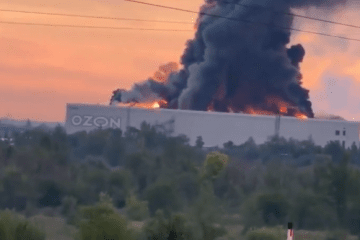 Fire at the Ozon logistics complex in Russia’s Samara region, August 22, 2026.