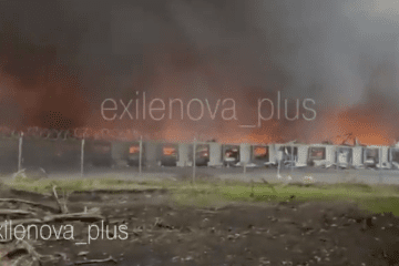 A large fire engulfs a Wildberries logistics complex in Russia’s Voronezh region following a reported series of explosions. (Source: Exilenova+)