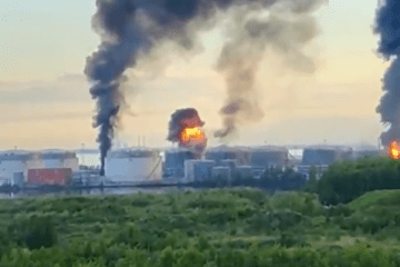 Fire burns at the JSC Petersburg Oil Terminal following a Ukrainian drone strike, June 3, 2026. (Source: ZelenskyyUa/X)