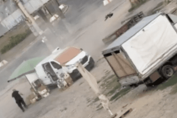 Russian FPV drone hunts a civilian vendor at a market in Kherson moments before the man was wounded in the attack. (Source: Ukraine's National Police in the Kherson region)