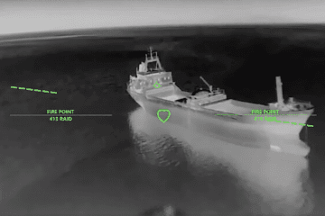 A thermal image released by Robert “Madyar” Brovdi purportedly shows a Russian cargo vessel during a Ukrainian drone operation targeting Russia’s shadow fleet (Source: Robert “Madyar” Brovdi/Telegram) A thermal image released by Robert “Madyar” Brovdi purportedly shows a Russian cargo vessel during a Ukrainian drone operation targeting Russia’s shadow fleet (Source: Robert “Madyar” Brovdi/Telegram)