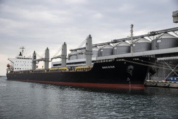 A view of a cargo ship in Odessa Port. (Source: Getty Images)