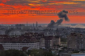 Smoke rises above the Titan-Barrikady defense plant in Volgograd following a reported Ukrainian FP-5 Flamingo missile strike on June 27, 2026. (Source: Astra)