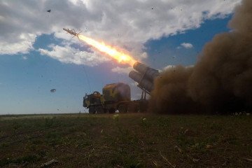 A Ukrainian Neptune cruise missile launches during a combat operation. (Source: Ukrainian Navy)
