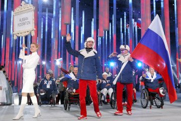 Lithuania’s LRT Boycotts Winter Paralympics Opening Over Russian, Belarusian Participation Russian athletes appear at the opening ceremony for the Sochi Winter Paralympics at the Fisht Olympic Stadium in Sochi, Russia, on March 7, 2014. Illustrative photo. (Source: Getty Images)