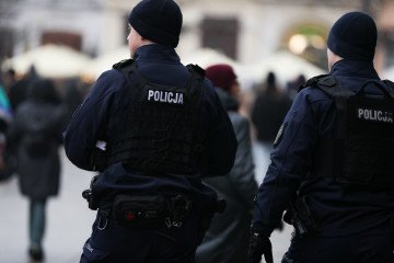 Police officers patrol a street in Krakow, Poland, January 25, 2026. (Photo: Getty Images)