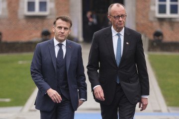 French President Emmanuel Macron and German Chancellor Friedrich Merz arrive at the EU Informal Summit at Alden Biesen Castle in Belgium on February 12, 2026. (Photo: Getty Images) French President Emmanuel Macron and German Chancellor Friedrich Merz arrive at the EU Informal Summit at Alden Biesen Castle in Belgium on February 12, 2026. (Photo: Getty Images)