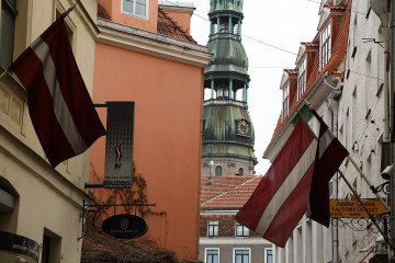 Latvian national flags fly in the historic Old Town on May 18, 2026 in Riga, Latvia. (Source: Getty Images) Latvian national flags fly in the historic Old Town on May 18, 2026 in Riga, Latvia. (Source: Getty Images)
