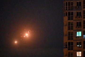 Ukrainian air defense firing at Russian drones above Kyiv during a Russian drone and missile strike on the Ukrainian capital on May 24, 2026. (Source: Getty Images)
