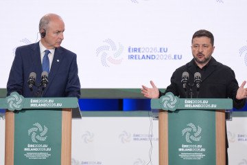 Irish Presidency Sparks Swift Breakthrough for Ukraine and Moldova EU Integration Goals President of Ukraine Volodymyr Zelenskyy at a joint press conference with Irish Prime Minister Micheáln Martin in Dublin Castle on the occasion of the start of Ireland's six-month presidency of the Council of the EU on July 1. (Source: Getty Images)