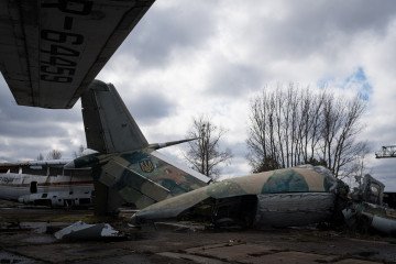 Destroyed aircraft wreckage at Hostomel Airport near Kyiv, March 19, 2024. Illustrative photo. (Source: Getty Images) Destroyed aircraft wreckage at Hostomel Airport near Kyiv, March 19, 2024. Illustrative photo. (Source: Getty Images)