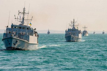 Ukrainian minehunters during the Sea Breeze 2026 international exercises, July 2026.