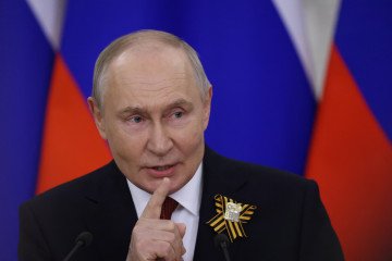 Russian leader Vladimir Putin speaks at the Grand Kremlin Palace following the Victory Day parade in Moscow on May 9, 2026. (Source: Getty Images) Russian leader Vladimir Putin speaks at the Grand Kremlin Palace following the Victory Day parade in Moscow on May 9, 2026. (Source: Getty Images)