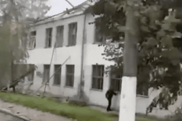 Damage to an educational institution in central Rivne following a Russian drone strike on October 13, 2026. (Source: Rivne Holovne Telegram channel)
